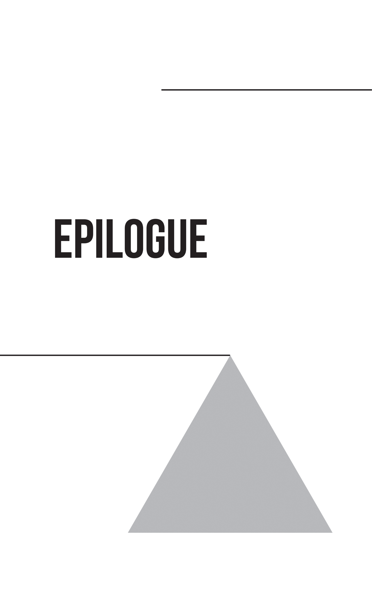 Schematic illustration of a triangle with the text labeled, Epilogue.