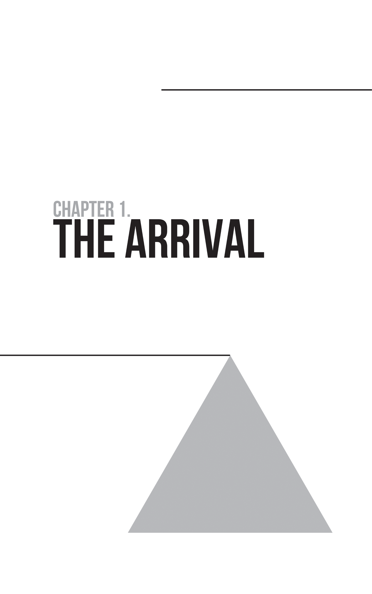 Schematic illustration of a triangle with the text labeled, The arrival.