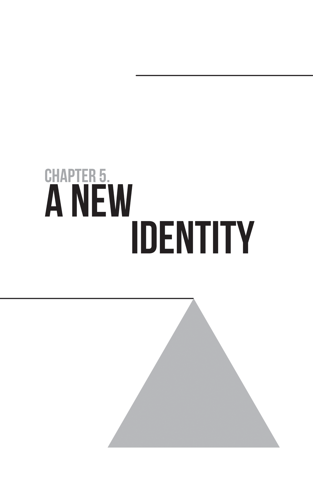 Schematic illustration of a triangle with the text labeled, A new identity.