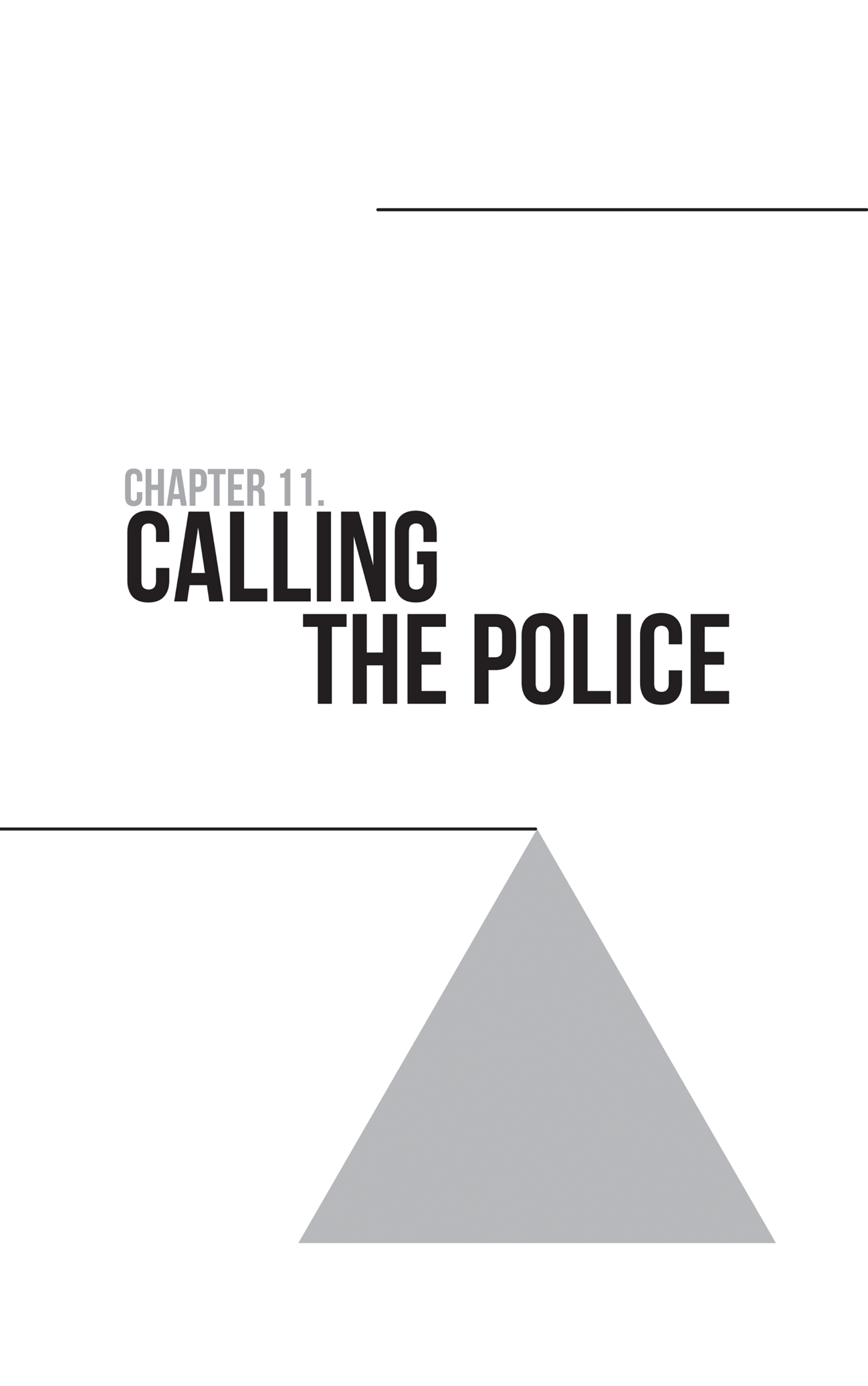 Schematic illustration of a triangle with the text labeled, calling the police.