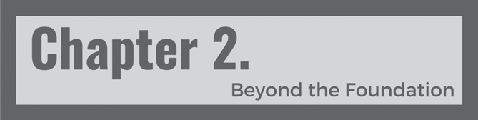 A rectangular box reads, Chapter 2. Beyond the Foundation.