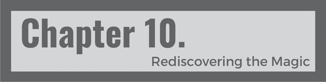 A rectangular box reads, Chapter 10. Rediscovering the Magic.