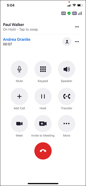 Snapshot of a call duration screen in a mobile phone.