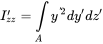 upper I prime Subscript z z Baseline equals integral Underscript upper A Endscripts y Superscript prime 2 Baseline d y prime d z Superscript prime Baseline