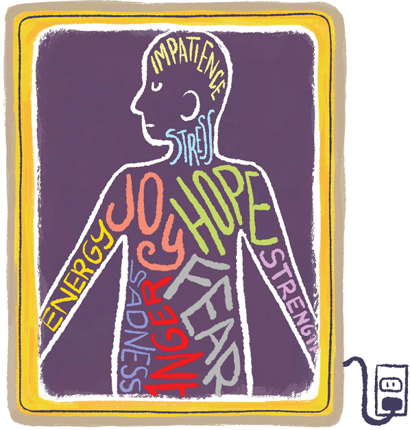 Schematic illustration of screen showing human body.