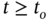 t greater-than-or-equal-to t Subscript o