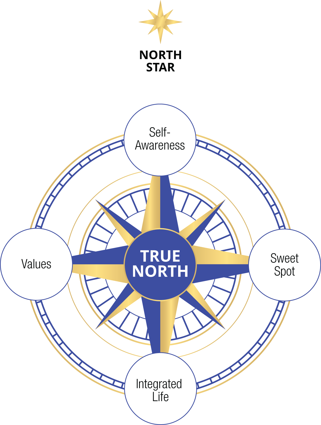 Schematic illustration of a Compass for the Journey