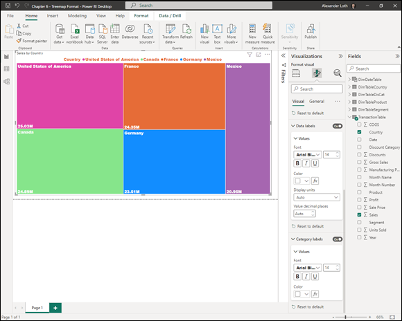 A screenshot exposes the power bi desktop. Open the Chapter 6 ? Gauge.pbix database file.