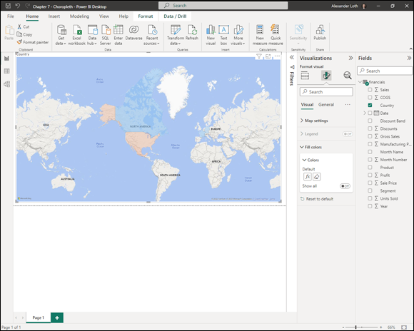 A screenshot exhibits the power bi desktop. Power BI Desktop enables you to create a wide range of different map types with your data.