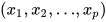 left-parenthesis x 1 comma x 2 comma ellipsis comma x Subscript p Baseline right-parenthesis