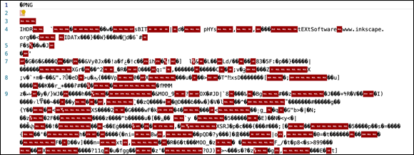 Screenshot of reading binary data as text.