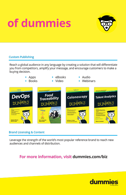 Life made easier by reading books and eBooks, watching videos, and listening to audios and Webinars online. For more information, visit dummies.com/biz.