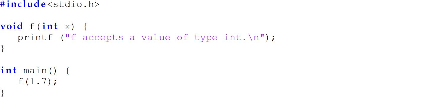 A set of seven code lines in a C program.