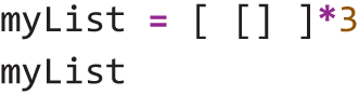 A Python code initializes a list and evaluates an expression.