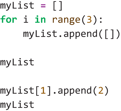 A Python code fragment to initialize my List so that each sub list is independent, that is, so that changes to one list do not affect the others.