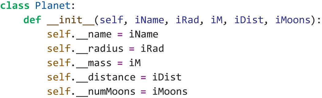 A program code presents how to modify the planet class constructor to add a new instance variable.