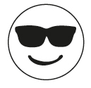 A smiley face with sunglasses emoji.