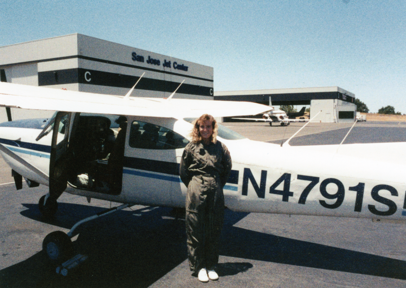 A photograph depicts my first flight in a Cessna as a Civil Air Patrol cadet at San Jose International Airport.