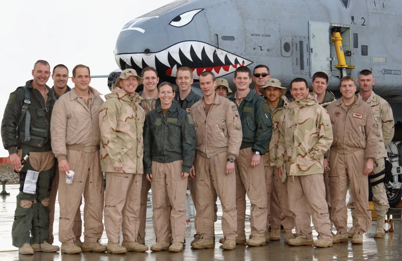 A photograph of a seventy-fifth Expeditionary Fighter Squadron, Bagram Air Base, Afghanistan, during Operation Enduring Freedom.