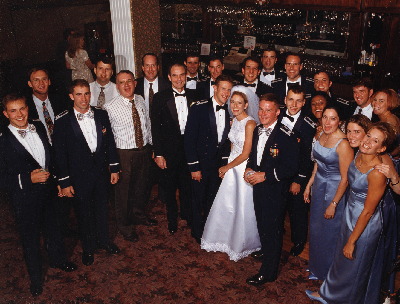 A photograph of our wedding on September 18, 1999, with all of the Air Force Academy graduates in attendance. We represented classes from 1970 to 1997.