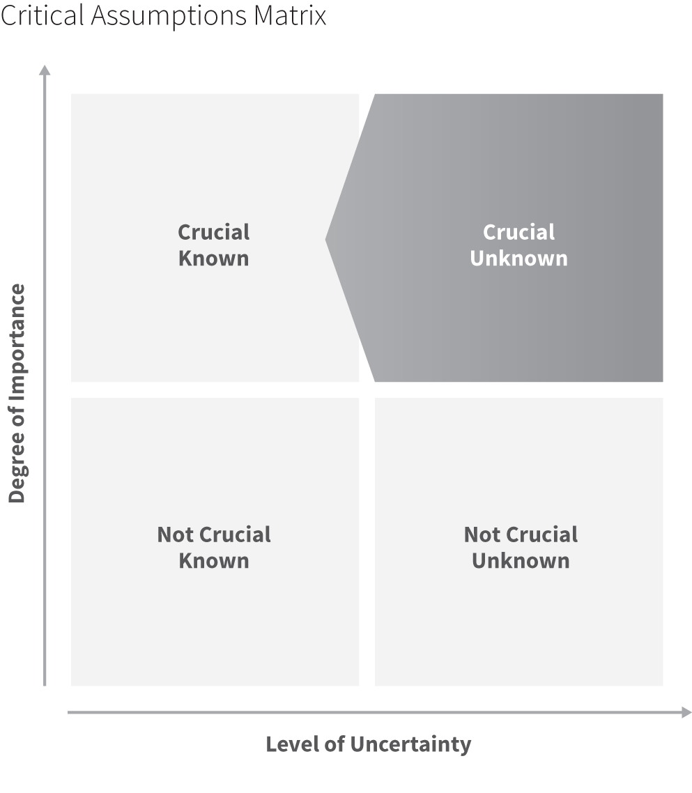 Schematic illustration of crtical assumption matrix.