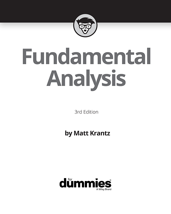 Title Page - Fundamental Analysis For Dummies, 3rd Edition [Book]