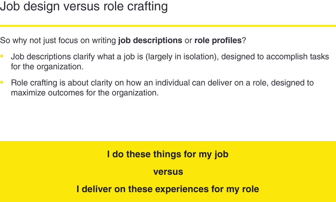 An illustration of Job design versus role crafting.