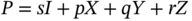 upper P equals s upper I plus p upper X plus q upper Y plus r upper Z