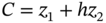 upper C equals z 1 plus h z 2