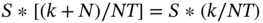 upper S asterisk left-bracket left-parenthesis k plus upper N right-parenthesis slash italic upper N upper T right-bracket equals upper S asterisk left-parenthesis k slash italic upper N upper T right-parenthesis