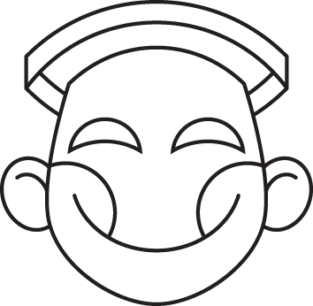 A sketch of a cartoon face exhibits a perfect pass-through style.