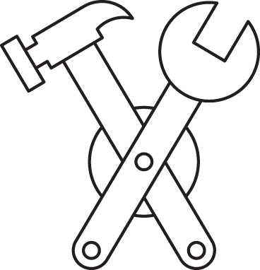 A sketch of a spanner and a hammer exhibits the DIYer style.