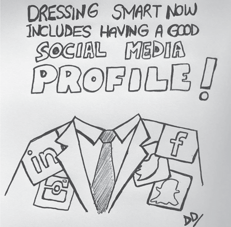 Schematic illustration of a coat representing different social media icon.