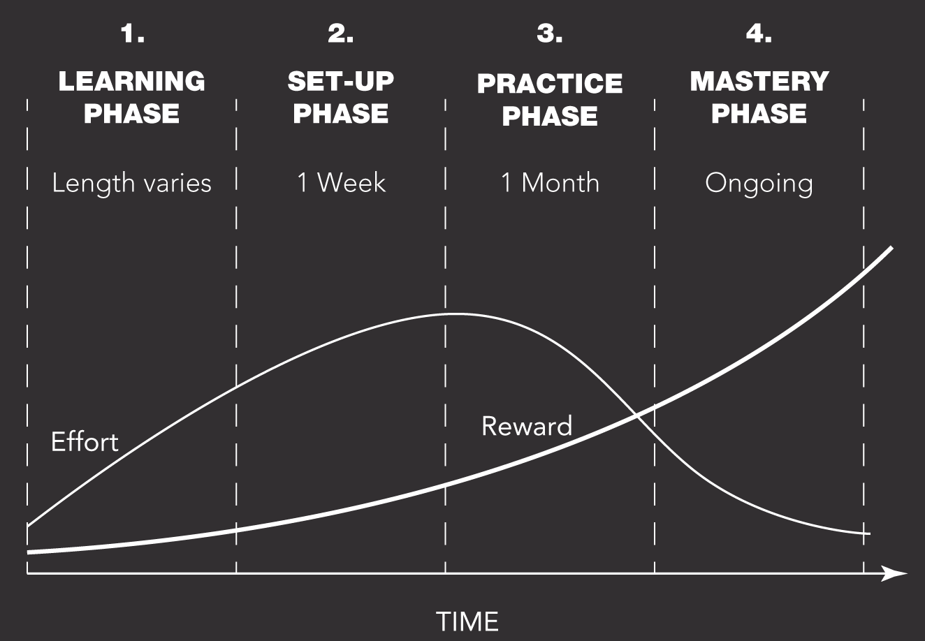 Schematic illustration of the learning mastery curve