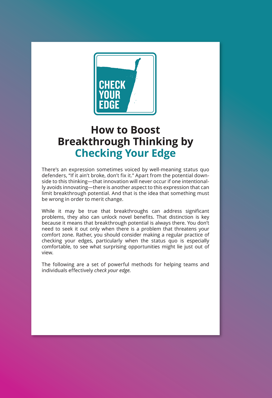 An illustration of How to Boost Breakthrough Thinking by Checking Your Edge.