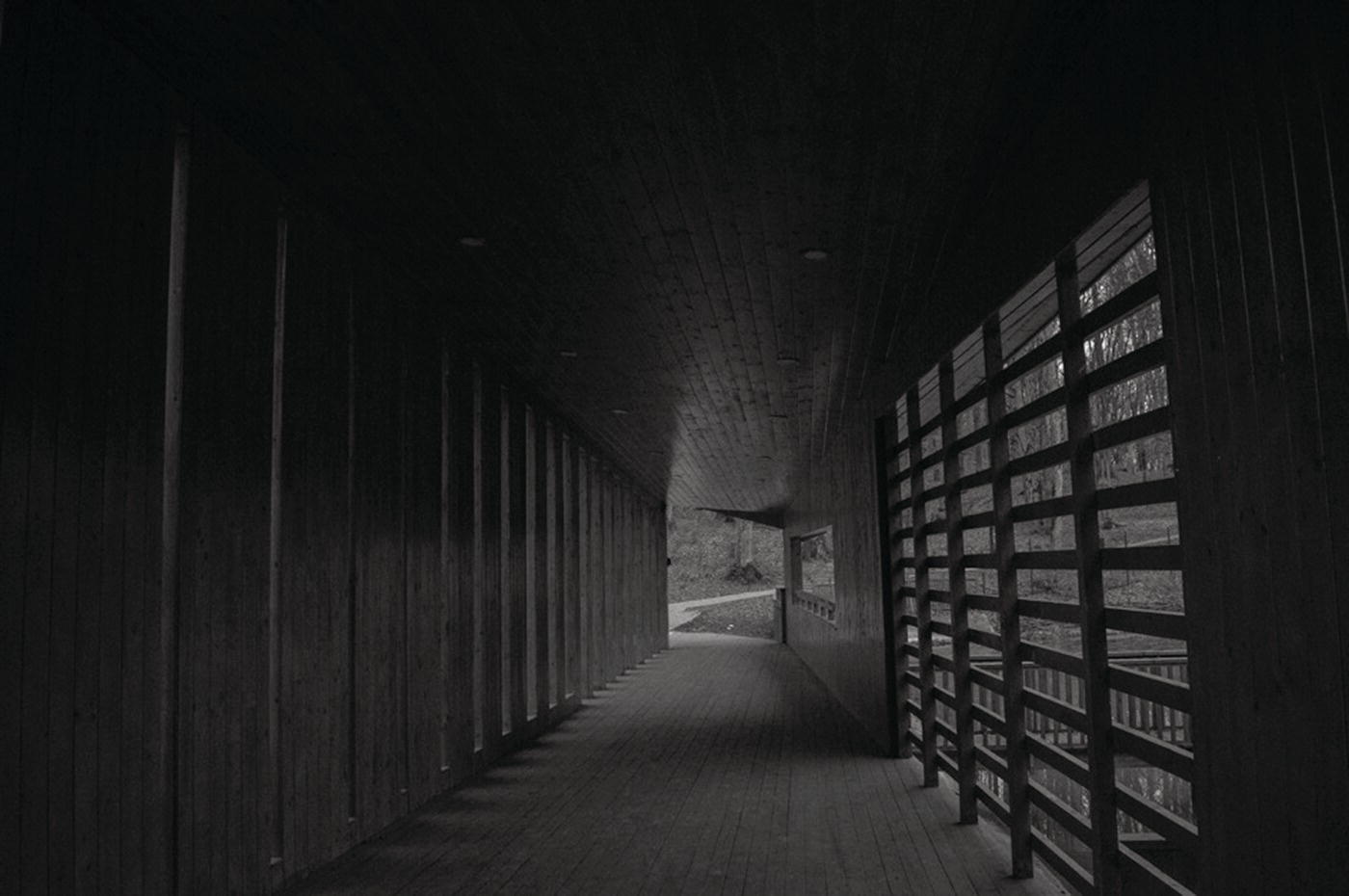 A photograph of an inside view of a server room.