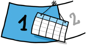 A diagrammatic representation of the calendar with representing one and two.