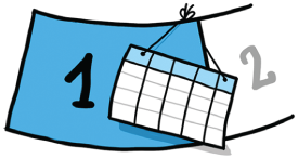 A diagrammatic representation of the calender with representing one and two.