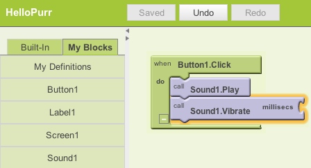 Playing the sound and vibrating on the Click event