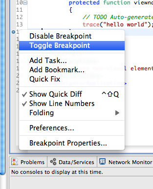 Toggling a breakpoint