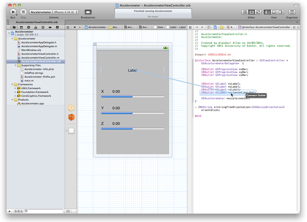 Connecting the orientation outlet to the UI