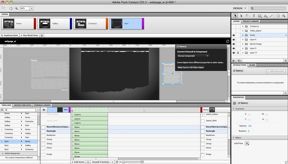 The scrolling content animation setup