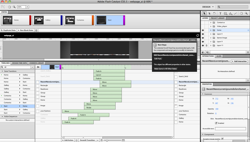 The timeline animation block after modifications