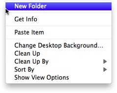 Creating a new folder via the Context menu