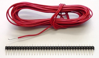 Single core wire (top) and snapable header pins (bottom)