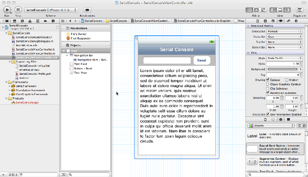 Building the SerialConsole app’s user interface