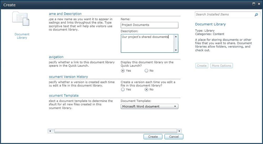 Creating a document library