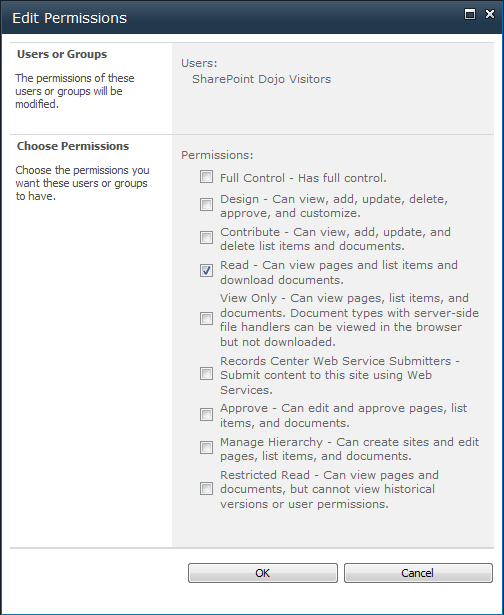 Editing document library permissions