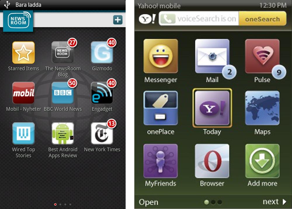 NewsRoom on Palm and Yahoo! on Nokia