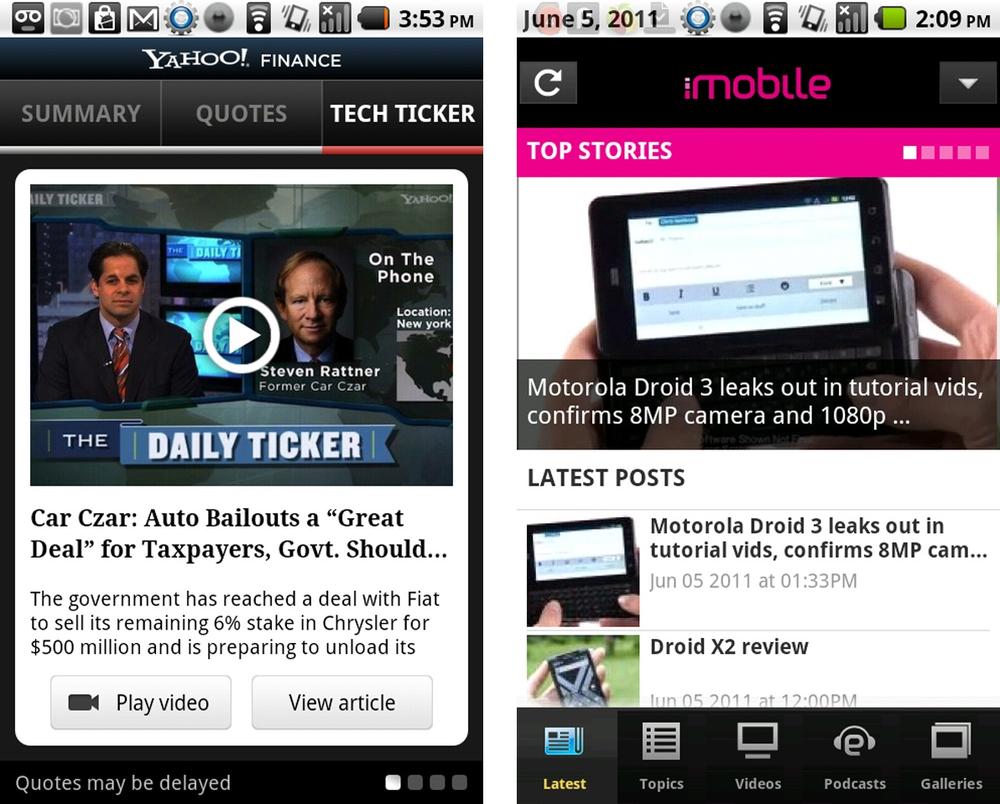 Yahoo! Finance and iMobile